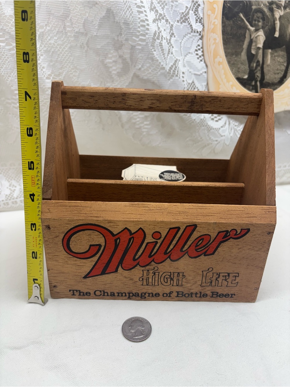 Miller High Life Wooden Bottle Caddy - Tan/Brown